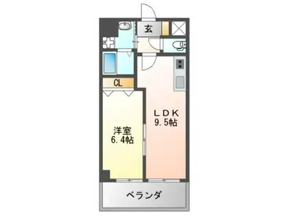 セイワコート松原(1LDK/2階)の間取り写真