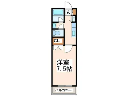 フローラハイツ九品寺(1K/3階)の間取り写真