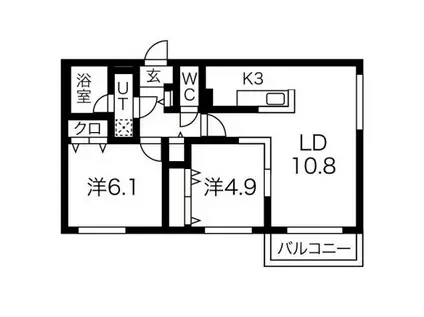 ブランシャール幌西(2LDK/4階)の間取り写真