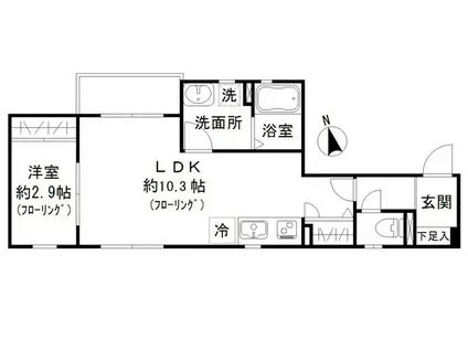 パークサイド南品川(1LDK/1階)の間取り写真