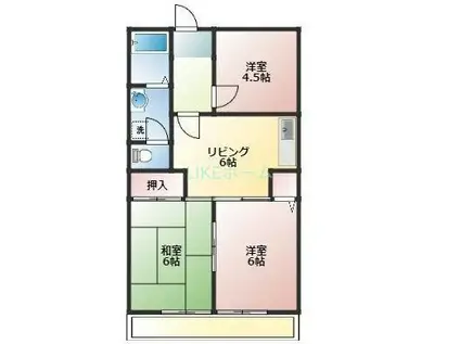 西船グリーンマンション(3DK/3階)の間取り写真