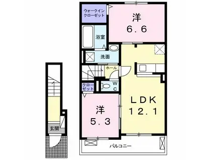 パラディV(2LDK/2階)の間取り写真
