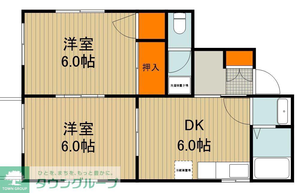 メゾンふじ(2DK/2階)の間取り写真