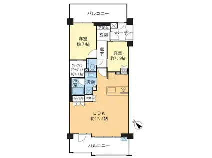 ヴェレーナグラン浜田山(2LDK/2階)の間取り写真