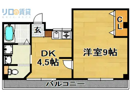 第8淀川ビル(1DK/2階)の間取り写真