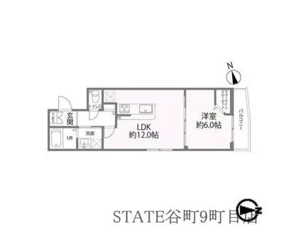 クレール今里(1LDK/2階)の間取り写真