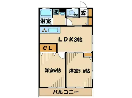 シャルムエイト(2LDK/2階)の間取り写真