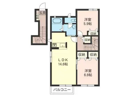 MメゾンA棟(2LDK/1階)の間取り写真