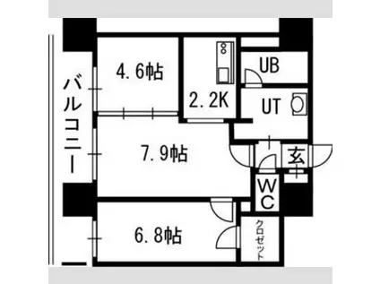 クレジデンス札幌・南4条(2LDK/12階)の間取り写真