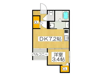 GRAND CHARIOT御所ノ内町(1DK/3階)の間取り写真