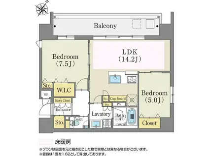 アヴァンセテラス(2LDK/2階)の間取り写真