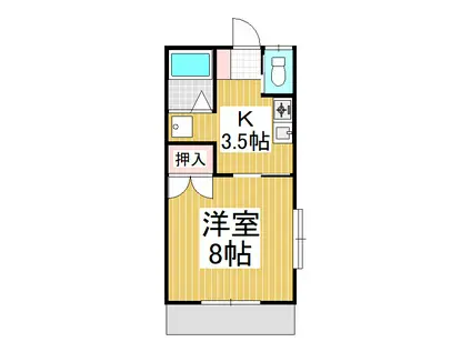 みやハイツ(1K/1階)の間取り写真