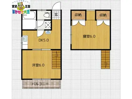 ソレイユ中小島(1DK/1階)の間取り写真