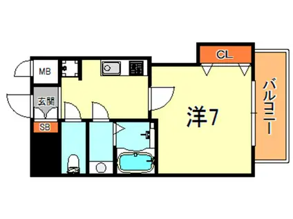 LUXE芦屋南(1K/1階)の間取り写真