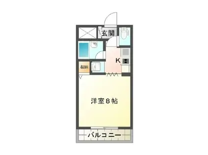 ランドマーク2(1K/2階)の間取り写真