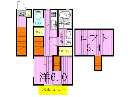 BRITISH PLUM(1K/2階)の間取り写真