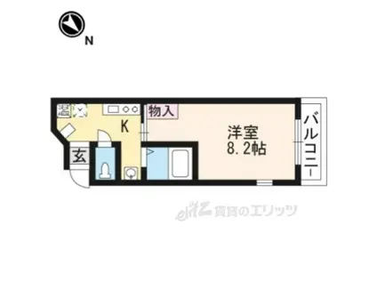 サンセール紫野(1K/1階)の間取り写真