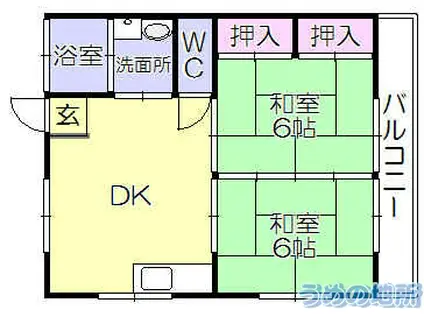 辻コーポ(2DK/2階)の間取り写真