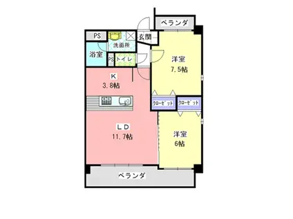 ブルーム(2LDK/3階)の間取り写真