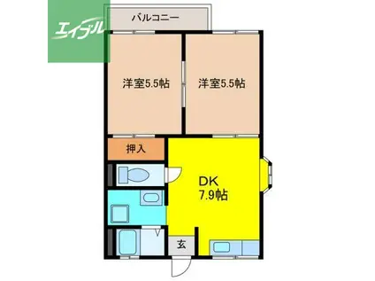 プリムローズ(2DK/2階)の間取り写真