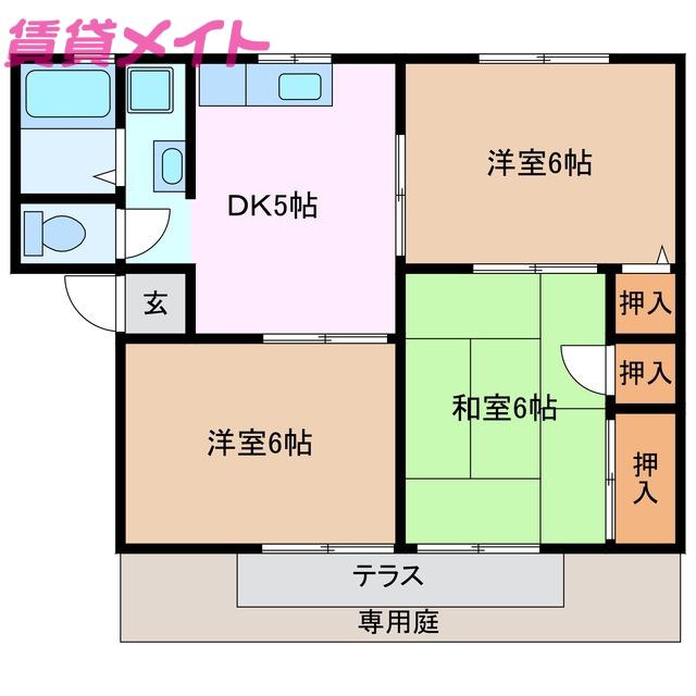 エクレールサンエイ A(3DK/1階)の間取り写真