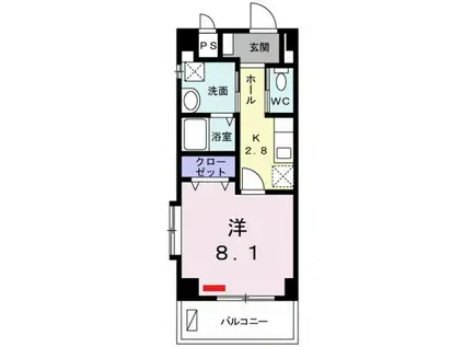 西武門ゆーちハウス(1K/8階)の間取り写真