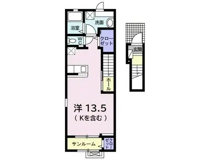 クラシオン小泉(ワンルーム/2階)の間取り写真