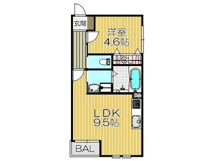 TERRA甲子園口(1LDK/3階)の間取り写真