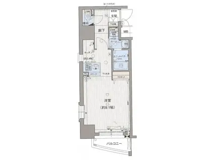 プレサンス中之島公園パークレジデンス(1K/3階)の間取り写真