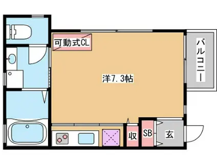 KARIN御蔵通(ワンルーム/1階)の間取り写真