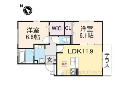 ラヴィベル彦根(2LDK/1階)の間取り写真