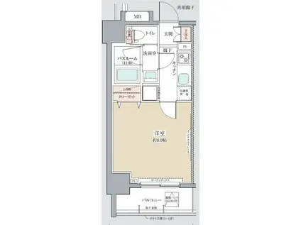 CREVISTA南千住(1K/2階)の間取り写真