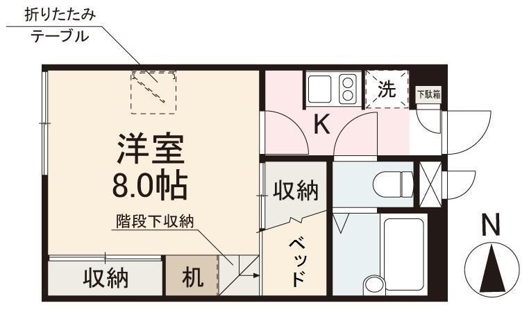 サンライズ百石(1K/1階)の間取り写真