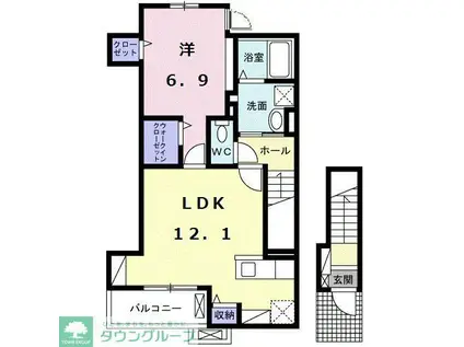 クレール鎌倉II(1LDK/2階)の間取り写真