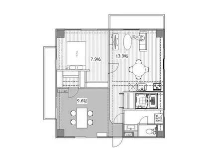 第二司ビル(1LDK/4階)の間取り写真