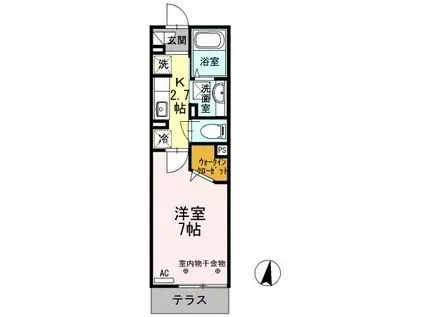 グラシューズ(1K/1階)の間取り写真