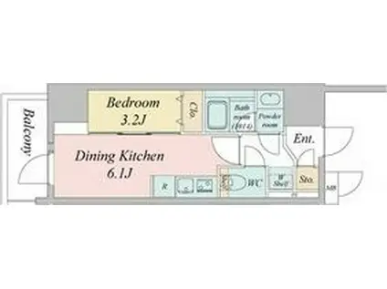 ルネフラッツ今池駅前サウス(1DK/3階)の間取り写真