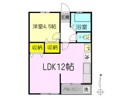 メゾンドフルールオオツカ(1LDK/1階)の間取り写真
