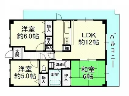 アンジェリーク高尾(3LDK/6階)の間取り写真