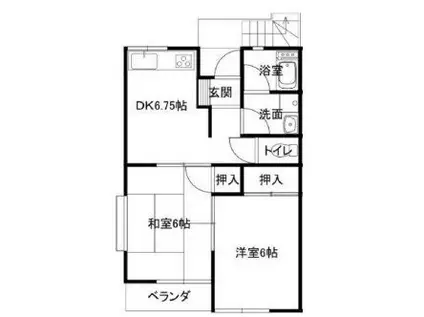 メゾン・ド・アキ(2DK/2階)の間取り写真