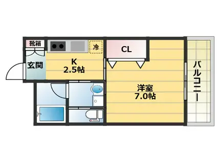 メゾンドール下山手(1K/5階)の間取り写真