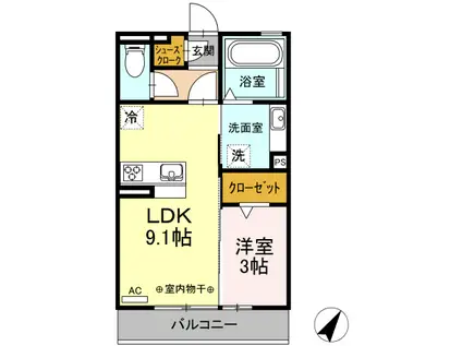フロレゾン205(1LDK/2階)の間取り写真
