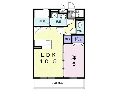 ちしろ台 IV号棟(1LDK/3階)の間取り写真