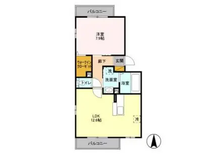 コンフォール ヴァンテA(1LDK/2階)の間取り写真