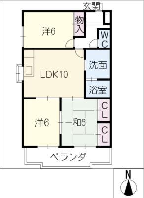 レヂデンス林島(3LDK/2階)の間取り写真