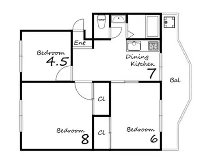 メゾン溝口(3DK/4階)の間取り写真