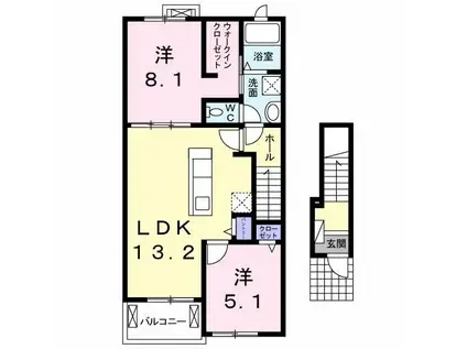 ザ・フォレスト四番館(2LDK/2階)の間取り写真