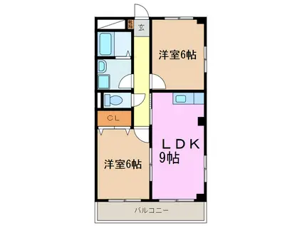 CHIP IN 香久山(2LDK/2階)の間取り写真