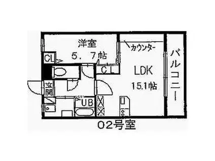 パセオ吹上(1LDK/3階)の間取り写真