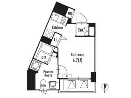 GRAN PASEO東新宿 グランパセオ東新宿(1K/6階)の間取り写真